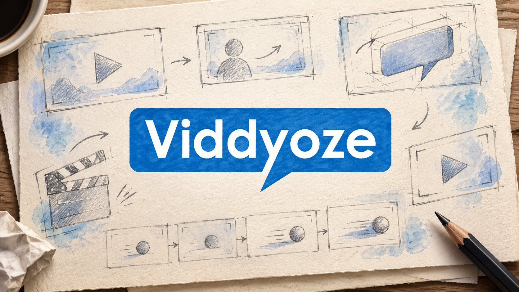 Original Viddyoze logo on an illustrated storyboard