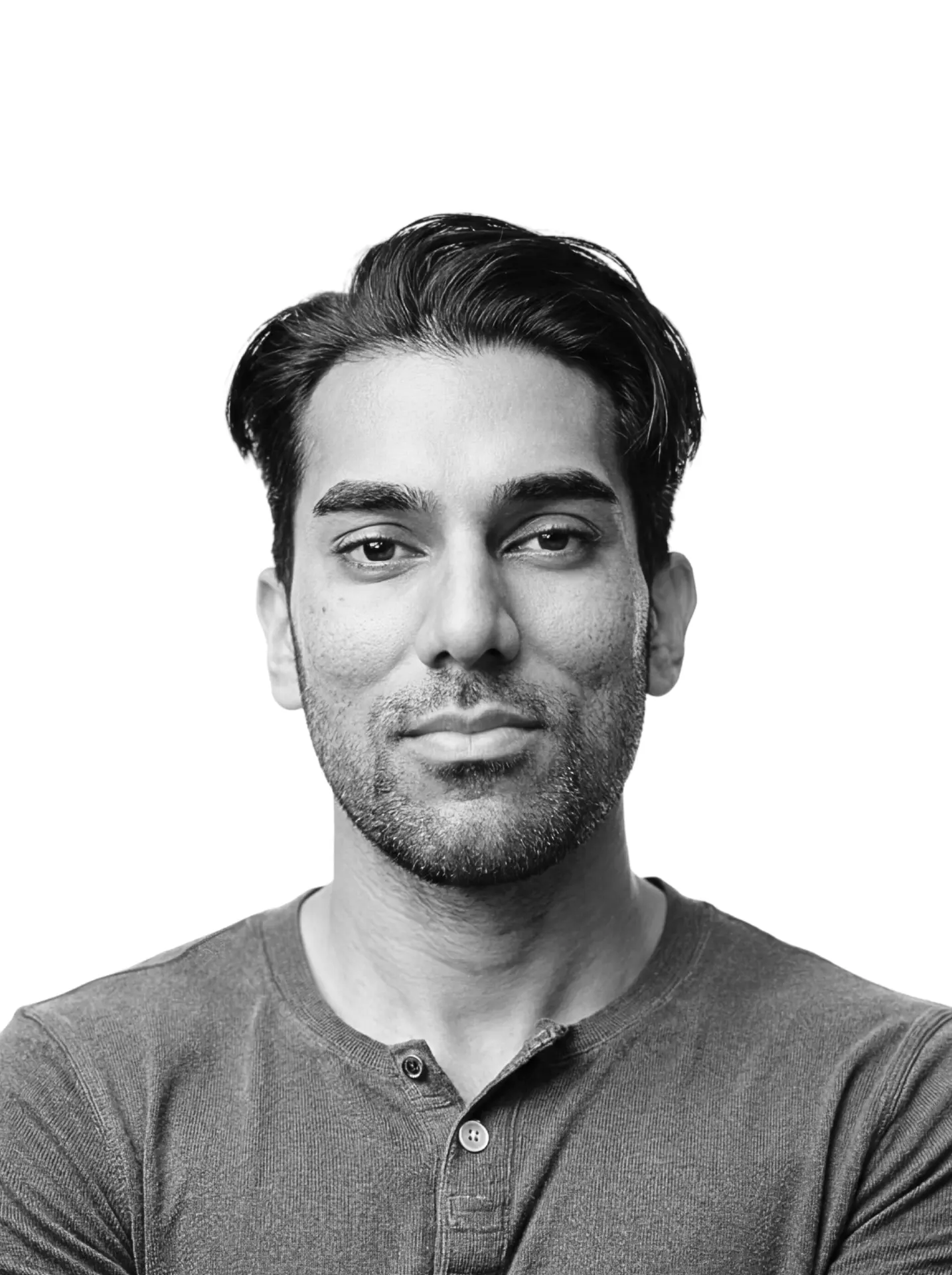 Black-and-white portrait of Joey Xoto